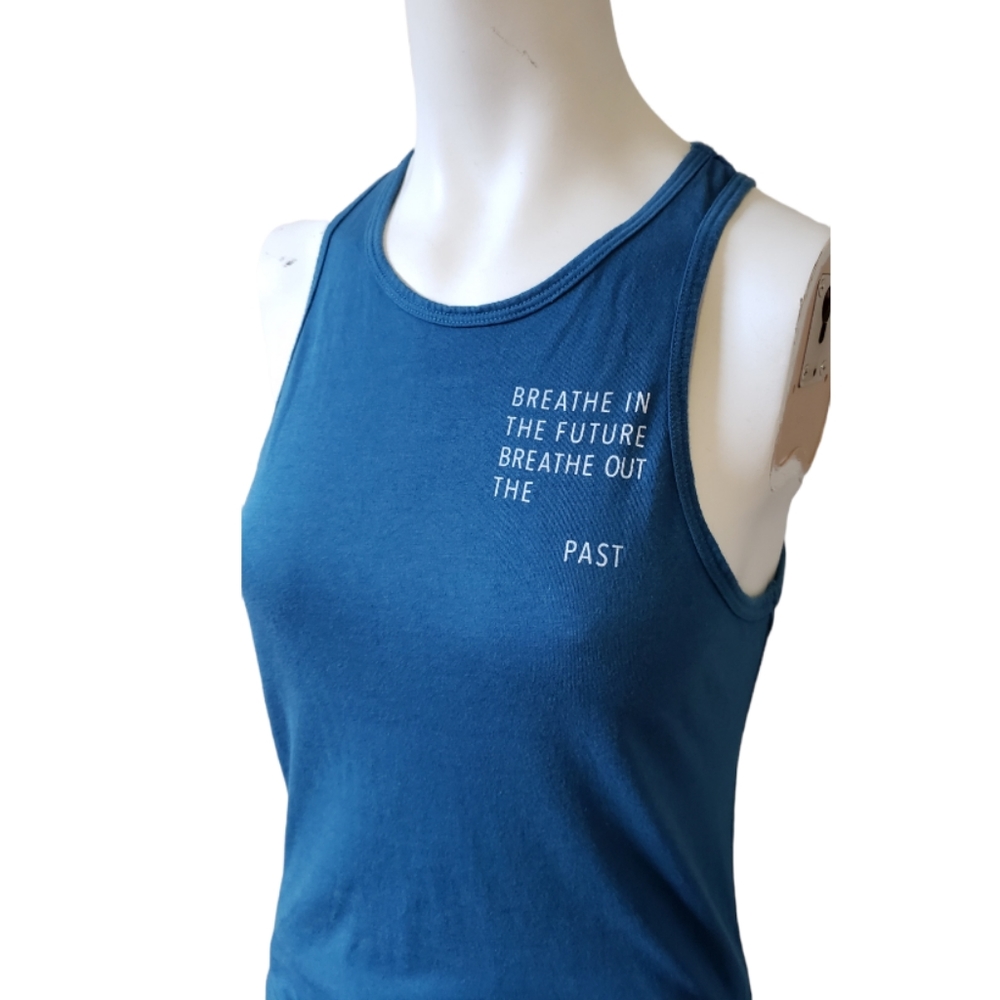 Good Hyouman medium blue cotton modal blend racerback tank top